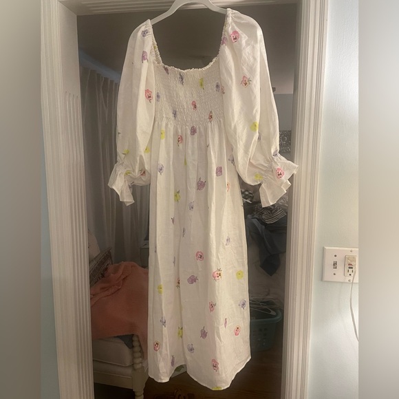 Sleeper Atlanta Pansies Smocked Bodice Midi Dress - Picture 3 of 14